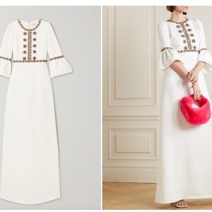 Andrew Gn Off-White Embellished Cady Evening Gown Dress 48 L XL XXL